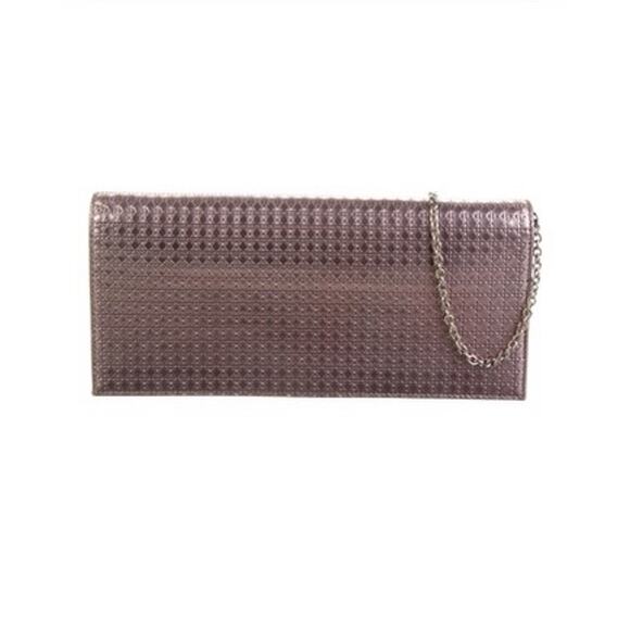CHRISTIAN DIOR METALLIC ROSE PATENT MICRO-CANNAGE WALLET ON CHAIN*Full Set - Picture 1 of 16